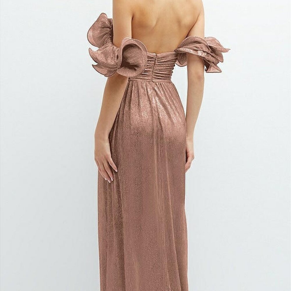 After Six 6883...Convertible Strap Metallic Pleated Dress...Sienna.....Size XS - Picture 3 of 11